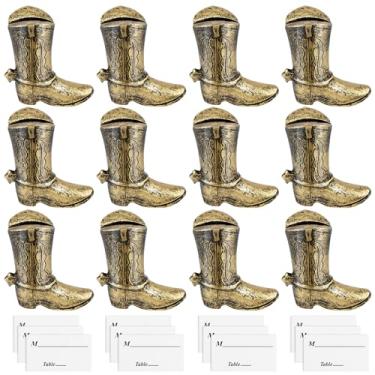 Imagem de PoDhey 12 peças porta-cartões de lugar retrô botas cowboy suporte de cartão de mesa resina lugar foto suporte criativo placa de mesa suportes de sinal número imagem porta-sinal para eventos de festa