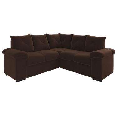 Imagem de Sofá De Canto 5 Lugares Pegasus Veludo Mamflex Marrom
