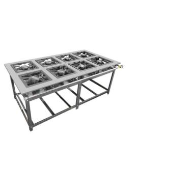 Imagem de Fogão Industrial 8 Bocas 40x40 AP P8 em Aço Inox Leona