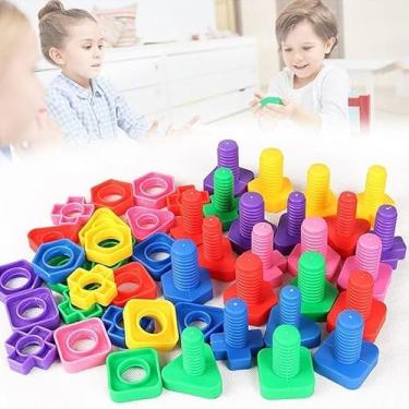 Imagem de Blocos de Montar Educativos para Crianças - Kit Interativo com Parafusos e Peças Coloridas - 24 pçs - Desenvolvimento Criativo e Motor - Brinquedo de Construção Durável Com Certificação INMETRO