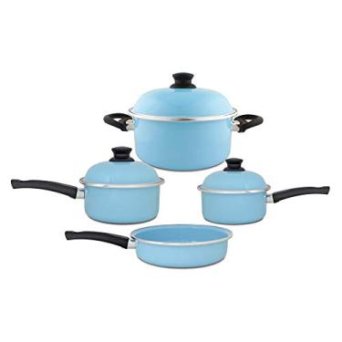 Imagem de Conjunto de Panelas Esmaltadas Azul Claro - 4 peças - Ewel