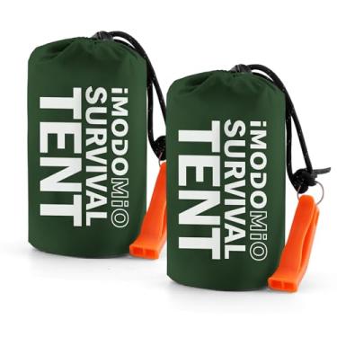 Imagem de Barraca de sobrevivência de emergência - Barraca de tubo de emergência Mylar para 2 pessoas com apito e paracorde de emergência, proteção para todos os climas para carros, acampamento ao ar livre