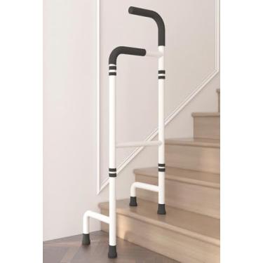 Imagem de Bengala assistente de escalada de escada para idosos, altura ajustável de 91 a 117 cm, leve (1,2 kg) e resistente e antiderrapante, alças de espuma, alivia a dor