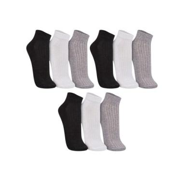 Imagem de Kit Com 9 Pares De Meias Unissex Feminino E Masculino Cano Curto Trifi