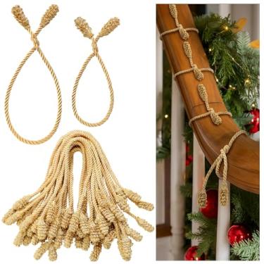 Imagem de Riakrum Conjunto de 30 peças de guirlanda decorativa de Natal de 50,8 cm e 40,6 cm para decoração de guirlanda de Natal, luzes de Natal, corrimão, escadas, grades (ouro)