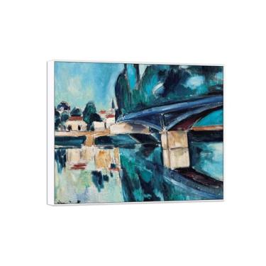 Imagem de BMZFYBS Pôster e impressões de arte famosa da paisagem - Imagem de decoração de parede em tela - ponte 3 - pintura com moldura branca para casa 60 x 75 cm 24 x 29 pol