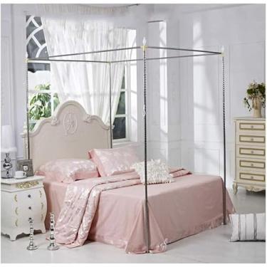 Imagem de 4 Cantos De Aço Inoxidável Mosquiteiro Dosséis Estrutura Post Dossel Cama De Cama De Cama De Metal Cama Mosquiteiro Suporte Adequado Para Cama De Solteiro Duplo Super King, 22mm, 2×2.2m bed