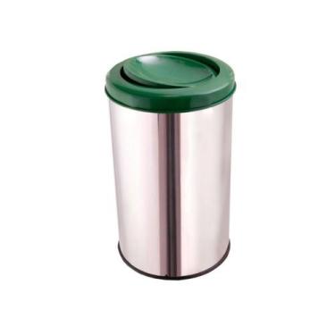 Imagem de Lixeira Aço Inox Para Cozinha Reciclável 20 Litros Tampa - CM Design, 