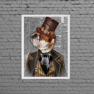 Imagem de Quadro Vintage Bulldog Inglês 45X34Cm Moldura Preta - Quadros On-Line