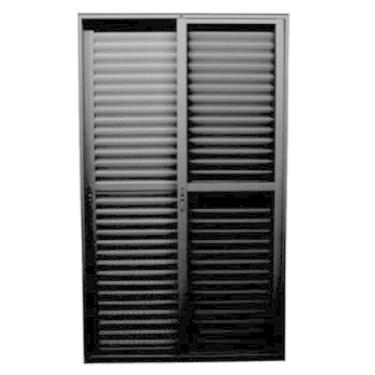 Imagem de Porta Balcão 3 Folhas Aluminio Preto C/Fechadura 2,10x1,50 