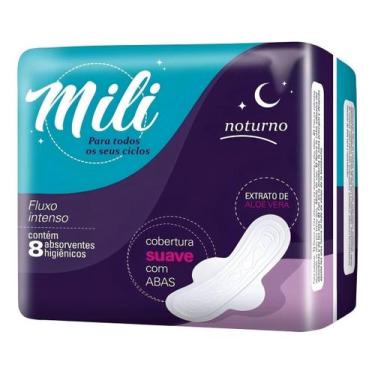 Imagem de Kit c/ 2 Absorvente com Abas Suave Noturno Mili Pacote 8