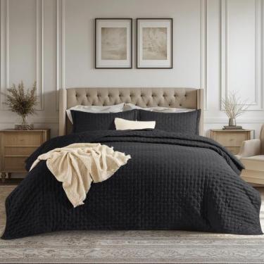 Imagem de Conjunto de roupa de cama Edredom Bedsure Queen Size com 2 fronhas pre