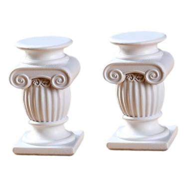 Imagem de Generic 2 peças estátuas de pilares romanos estátuas de colunas romanas esculturas decorativas de resina para casa mesa de casamento pátio decoração de, Style D