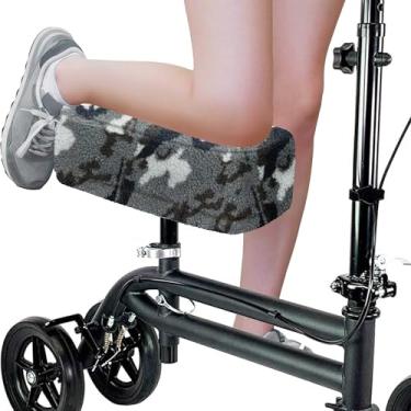 Imagem de SPRING SEAON Capa de almofada de trotinete de joelho para adultos, almofada macia de pelúcia confortável para scooters de joelho e acessórios para alívio da dor (camuflagem cinza)