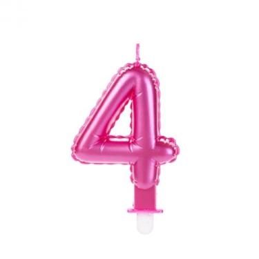 Imagem de Vela Balão Rosa Número 4 - Silverfestas - SILVER PLASTIC