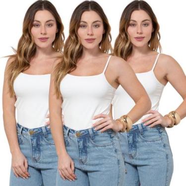 Imagem de Kit 3 Regatas Feminina de Alcinha em Poliamida - Maranne, Kit37, GG