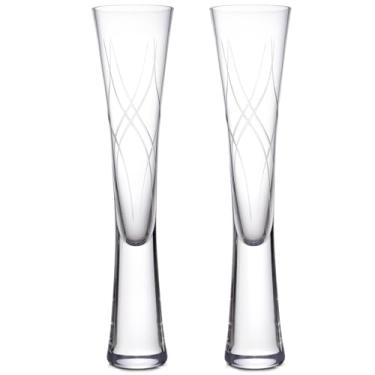 Imagem de NUTRIUPS Taças de champanhe, taças de vidro transparente soprado com boca de 142 g para champanhe Prosecco, conjunto de 2 para aniversário de casamento