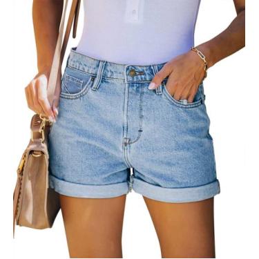 Imagem de Shorts Onlypuff Boyfriend Jean para mulheres de cintura alta S