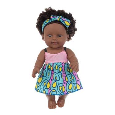 Imagem de Black African Black Baby Cute Curly Black 30cm Vinyl Baby Toy - HUOGUO