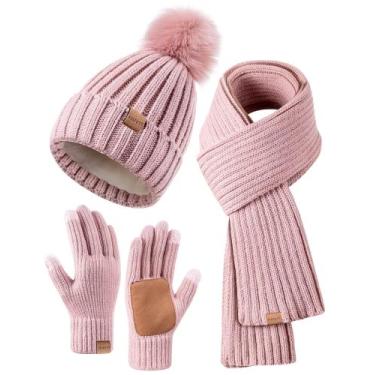 Imagem de Gorro de inverno, cachecol, cachecol, conjunto de luvas FISFET para mu