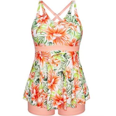 Imagem de Maiô Tankini Hanna Nikole feminino plus size 16plus rosa