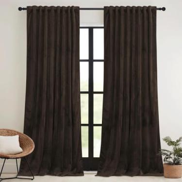 Imagem de Cortinas RYB HOME Brown Blackout Velvet 213x213cm com cinto de gancho
