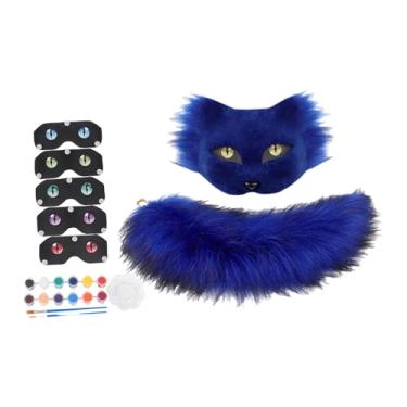 Imagem de Wzmzjy Máscara E Cauda Realistas Acessórios Cosplay para Baile de Máscaras de Festival, Azul