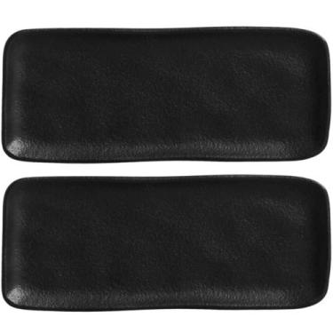 Imagem de Kit 2 Travessas Cerâmica 22x9cm Orgânico Preto Matte Porto Brasil Sush