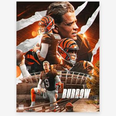 Imagem de WHZKCYH Pôster 2025 Rugby Star Joe Burrow para decoração de parede de quarto de crianças - pôster autografado superstar do futebol em tela para fãs presentes de meninos e adolescentes