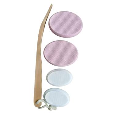 Imagem de OIIBWQ Aplicador de loção para as costas, escova corporal de longo alcance, versátil e resistente, esfoliante de banho, dispositivo antiderrapante para, Rosa Dois Tamanhos