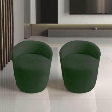 Imagem de Kit 2 Poltronas Decorativa Yara Orgânica Veludo Verde - Mansão Decor