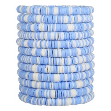 Imagem de HYHONEY Pulseiras de amizade com contas Heishi pulseiras fofas pulseiras de vinil argila disco contas surfista elástico verão praia pulseiras para mulheres, One Size, Pedra, argila