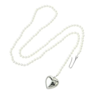 Imagem de Ipotkitt Cintos de corrente de ferro com pingente de coração de estrela de borboleta imitação de pérolas de metal em forma de coração para bolsa, calça jeans, chapéu, Heart-Shaped Waist Chains_1 pc