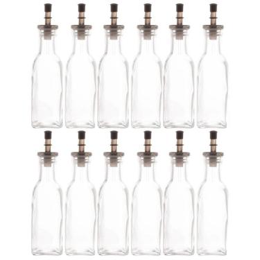 Imagem de Kit 12 Garrafas de Vidro 200ml com Bico Dosador para Vinagre Azeite Transparente Lyor