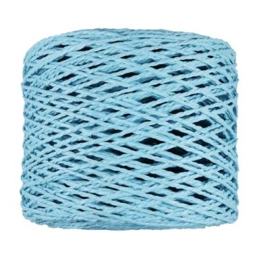 Imagem de Fita de papel ráfia para artesanato, 2 mm x 218 jardas fio de cordão de ráfia para embrulhar presentes, fita de papel para artesanato, tecer, chapéus, bolsas, crochê, projetos de artesanato DIY, azul