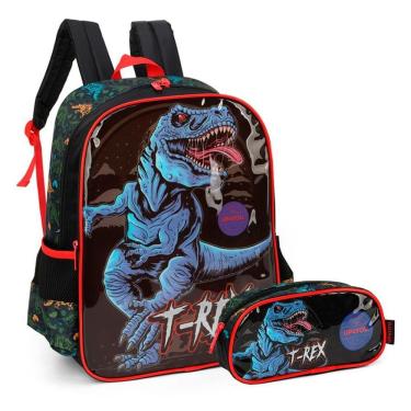 Imagem de Mochila De Costas + Estojo T-Rex Up4You Azul - Luxcel