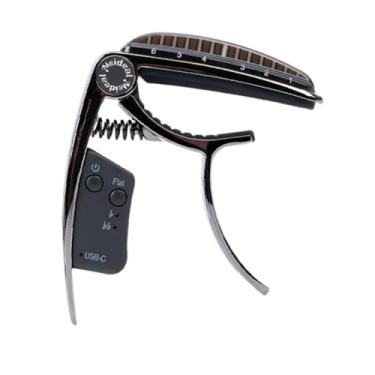 Imagem de MERIGLARE Capotraste de guitarra recarregável, presente profissional, suprimentos, clipe de afinador de guitarra, clipe para baixo, ukulele, violões clássicos, Preto