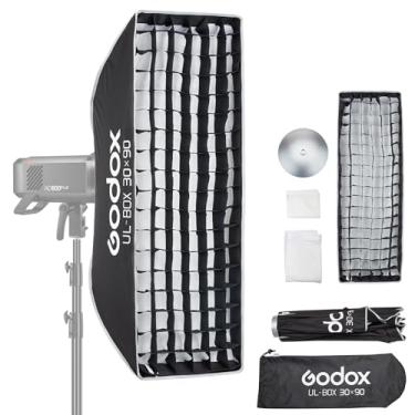 Imagem de Godox Guarda-chuva Softbox 30 cm * 90 cm / 11,8 pol. * 35,4 polegadas com difusor de grade de configuração rápida Bowens Mount Softbox compacto iluminação fotográfica Softbox para fotografia
