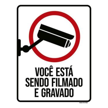 Imagem de Kit 3 Placas Você Está Sendo Filmado Gravado 36X46
