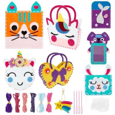 Imagem de ZLHETWT Kit de artesanato de feltro, interessante, fácil de usar, kits de arte de artesanato e costura, conjunto de costura educativo, seguro, conjunto de costura fofo, kits de artesanato para meninos