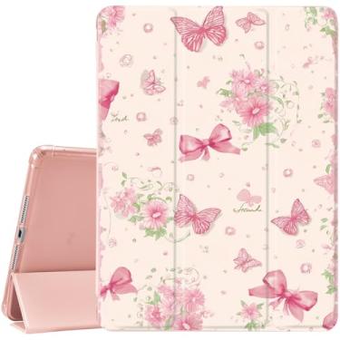 Imagem de JOYLAND Capa com estampa floral para iPad 7ª/8ª/9ª geração (2019/2020/2021) 10,2 polegadas com suporte de lápis - capa protetora com suporte de três dobras com parte traseira de TPU macio, rosa