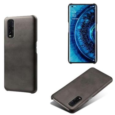 Imagem de Capa para OPPO Find X2,Proteção contra quedas,Casca de volta de cor sólida simples,Design de couro de imitação de plástico-Black