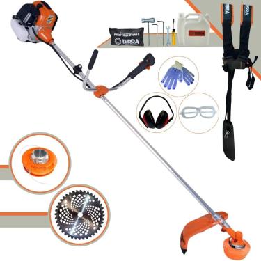 Imagem de Roçadeira Multifunções Terra GR520-XP 2 Tempos 52cc 6.500rpm 2,5HP de Potência Cortador de Grama Com Cabeçote de Nylon + Lâmina 40 Dentes Vídea + EPI