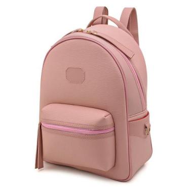 Imagem de Mochila Feminina Escolar Espaçosa - Rosa - Vítor Melo