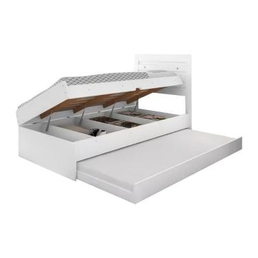 Imagem de Cama Baú Framar Móveis Larissa Solteiro  com Auxiliar Cor Branco