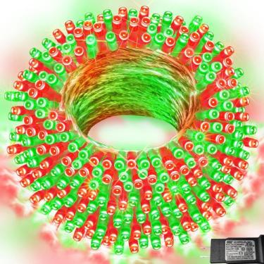 Imagem de Luzes de corda de Natal Pooqla 66 pés 200 LED vermelho verde 8 modos