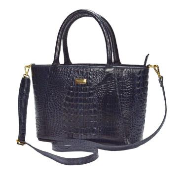 Imagem de Bolsa Couro Feminina Transversal Tiracolo Média Azul