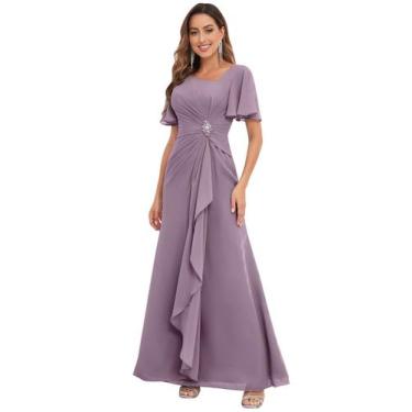 Imagem de Vestido PRESEOSSA Wisteria Chiffon com decote em V, linha, tamanho 10