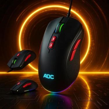 Imagem de Mouse Gamer Com Fio 8000 DPI 2.4GHz RGB Ergonômico - AOC