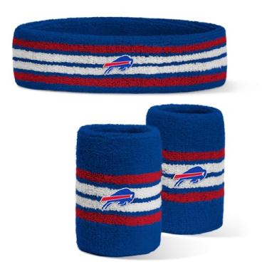 Imagem de For Bare Feet Conjunto de faixa e pulseira com logotipo do time NFL Buffalo Bills oficialmente licenciado, cor do time OSFM